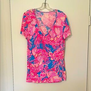 Lilly Pulitzer Pink and Blue Women's Top-Medium
